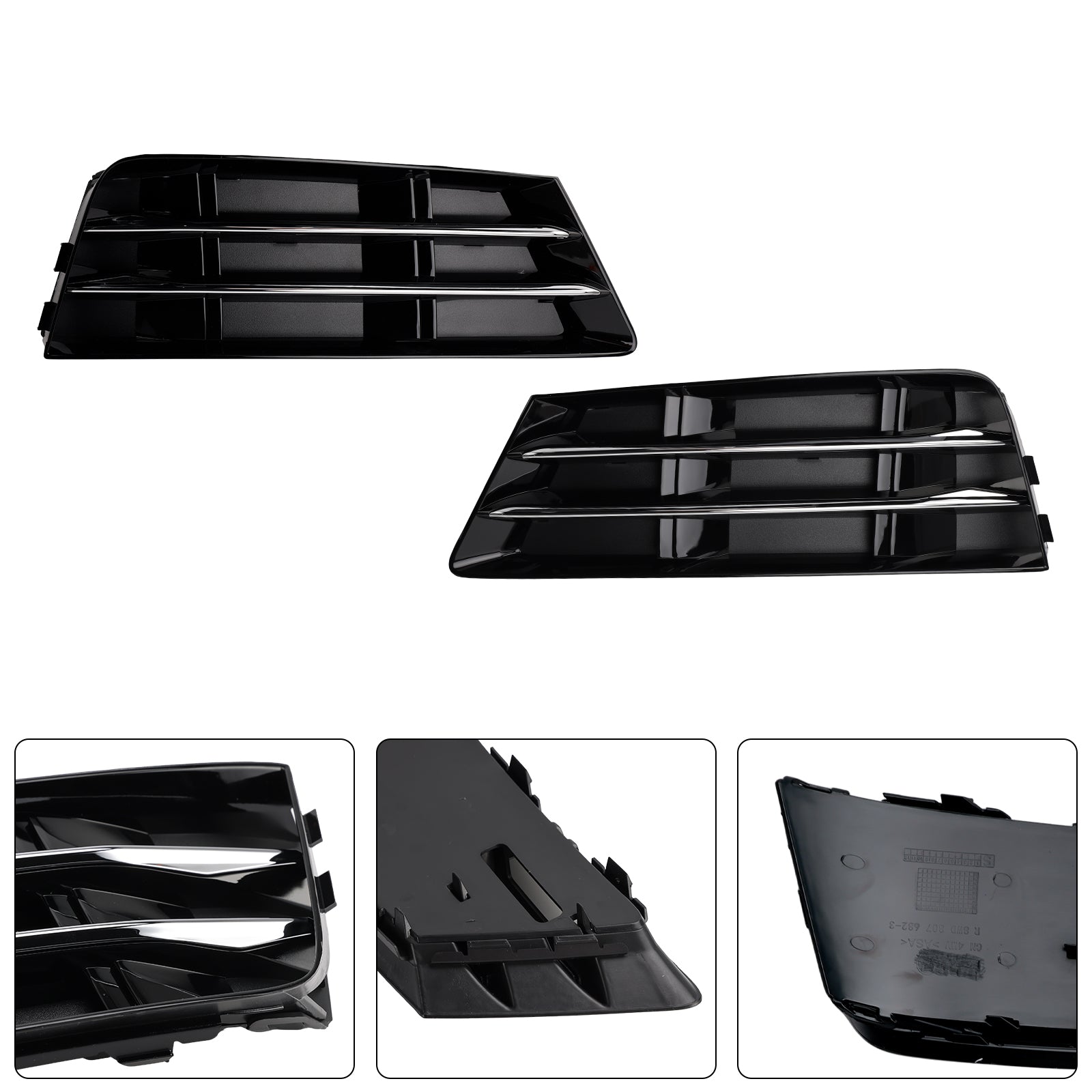 Audi A4 B9 2016–2018, Standardversion, RS4-Stil, Nebelscheinwerfergrill, untere Stoßstange, Chrom