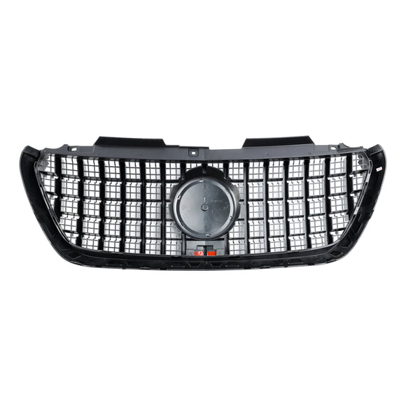 Mercedes Sprinter W907  W910 Grade dianteira estilo GT, para-choque superior, preta, substituição para modelos 2018-2023.