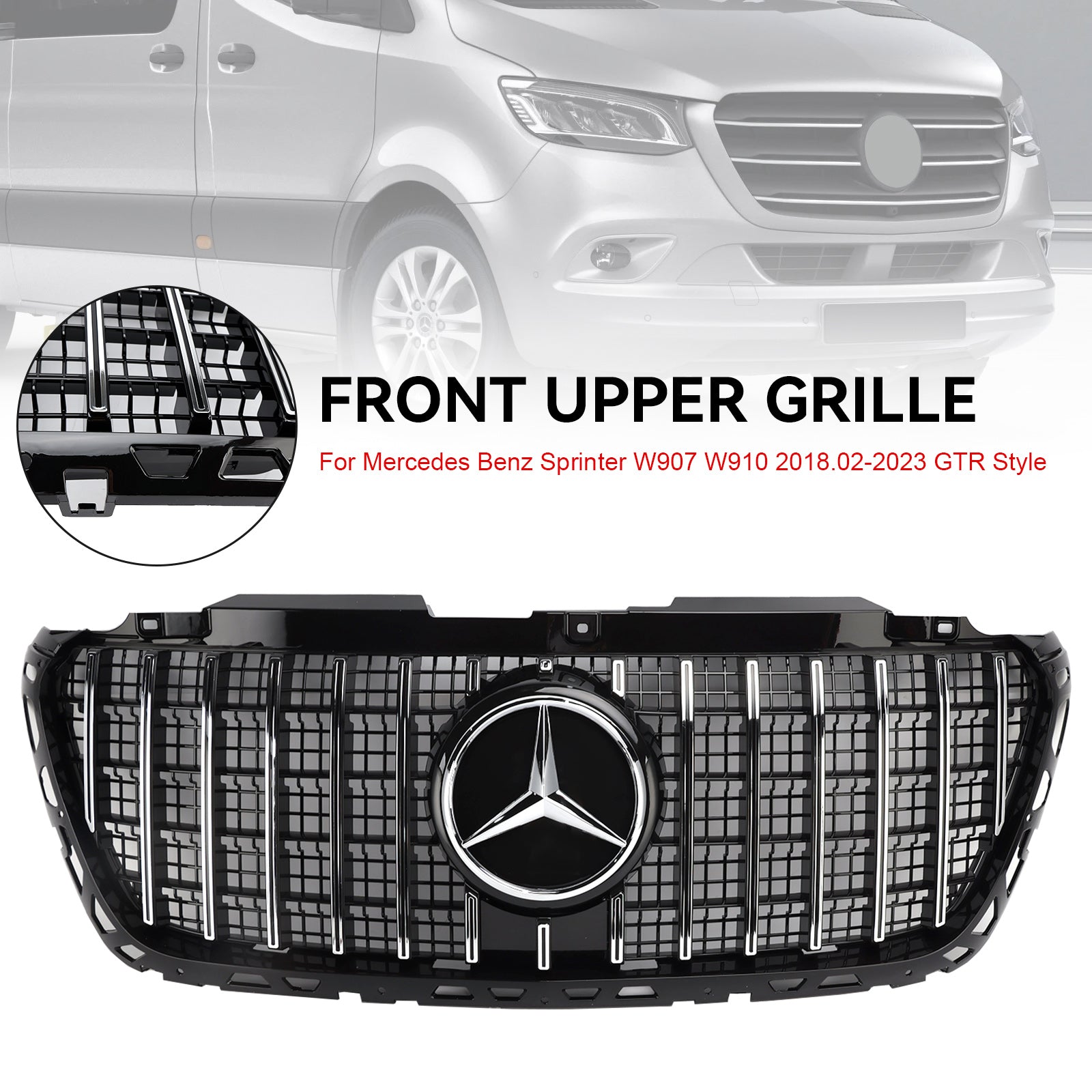Mercedes-Benz Sprinter W907  W910 Parrilla de parachoques delantera estilo AMG AMG 1500 2500 3500 2018.2-2023