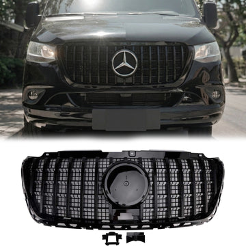 Mercedes Sprinter 2018-2023 W907  W910 GT Glanzend Zwarte Grille Voorbumper Panamericana Grille