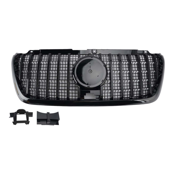 Mercedes Sprinter 2018-2026 W907  W910 Calandre de pare-chocs avant de remplacement style GT, noir brillant, avec cadre noir.