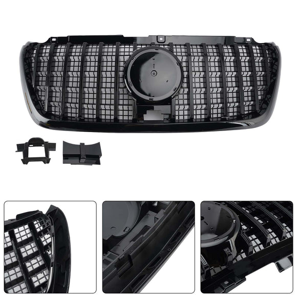Mercedes Sprinter 2018-2026 W907  W910 Calandre de pare-chocs avant de remplacement style GT, noir brillant, avec cadre noir.