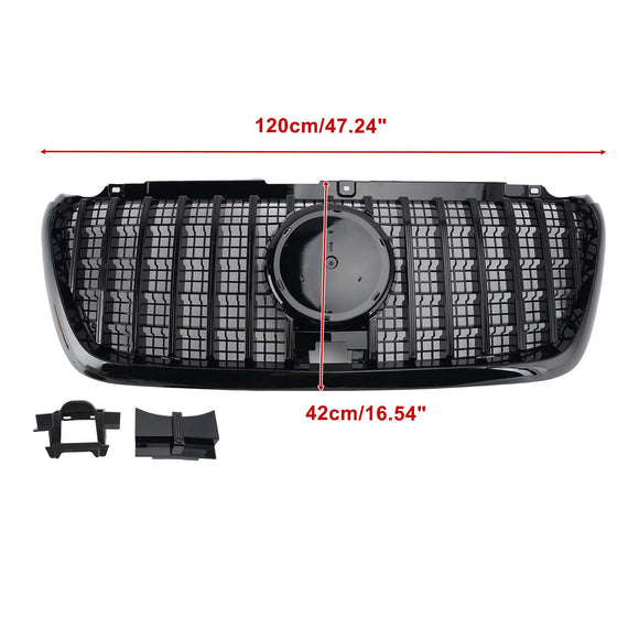 Mercedes Sprinter 2018-2026 W907  W910 Calandre de pare-chocs avant de remplacement style GT, noir brillant, avec cadre noir.