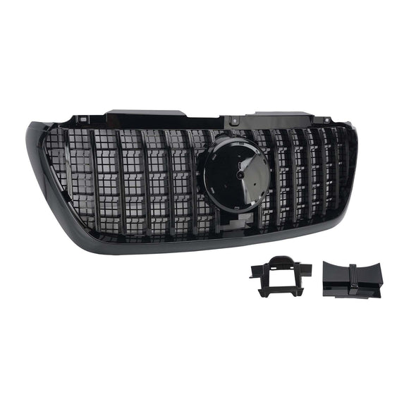 Mercedes Sprinter 2018-2026 W907  W910 Calandre de pare-chocs avant de remplacement style GT, noir brillant, avec cadre noir.