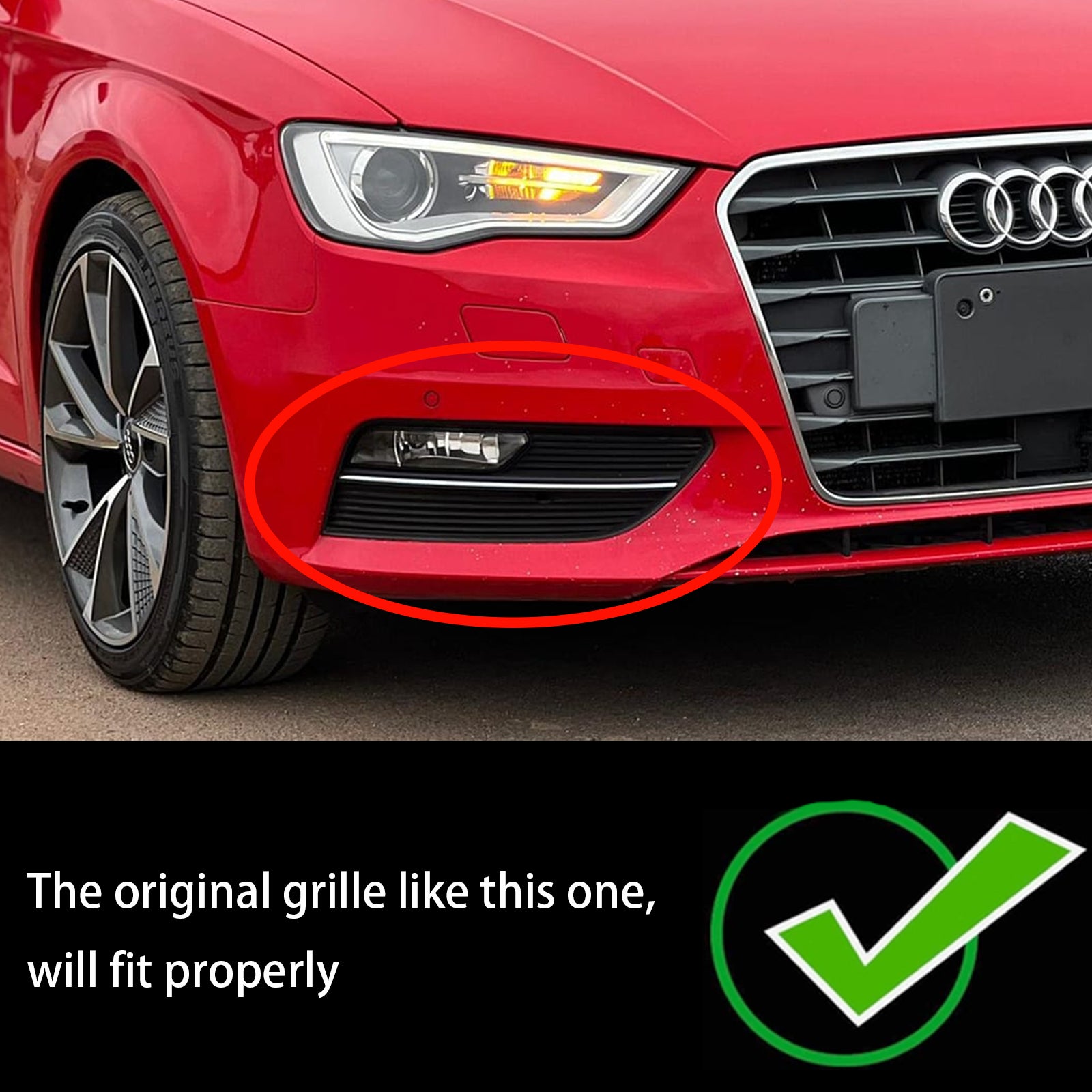 2012-2016 Audi A3 8V Sportback Fog Light Honeycomb Grill Front Bumper Lower Cover Black Grill 8V3807681 8V3807682
