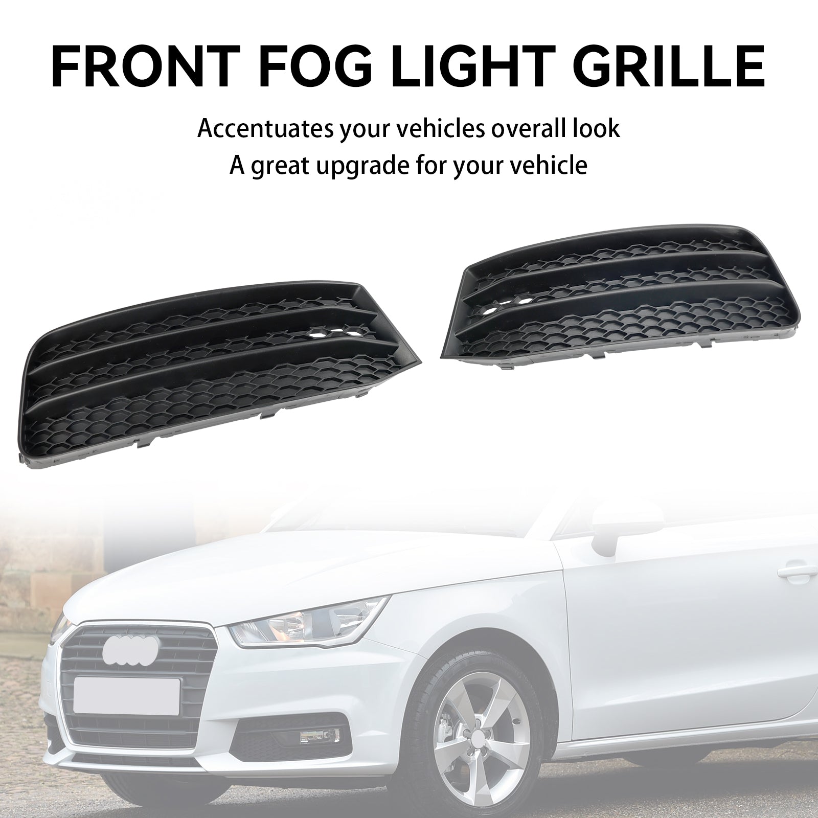 2015-2018 Audi A1 8X Honeycomb Lower Grile Front Bumper Pair Fog Light Cover Grill 8XA807681B 8XA807682B
