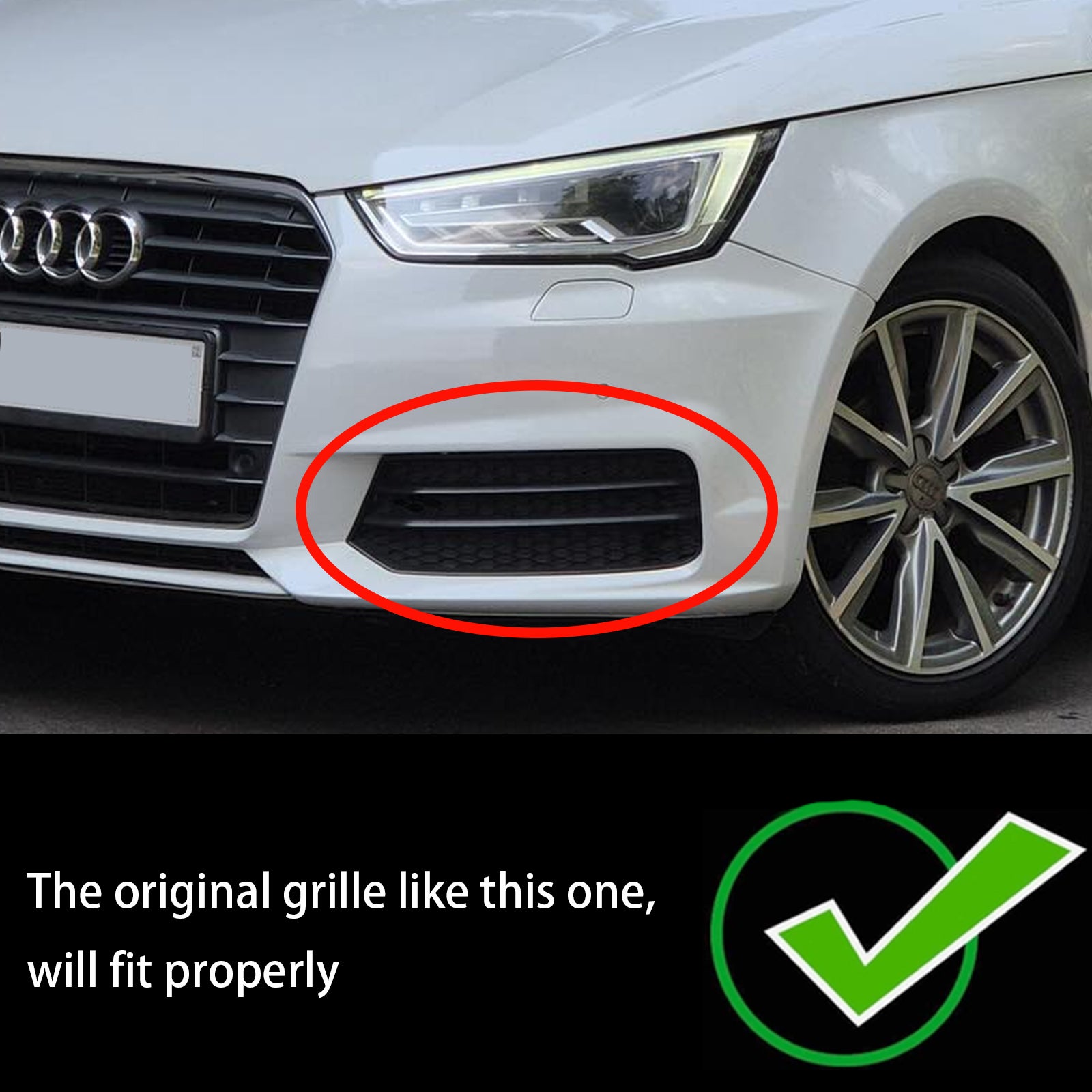 Audi A1 8X 2015-2018 2PCS Grille Front Bumper Fog Light Cover Grill 8XA807681B 8XA807682B