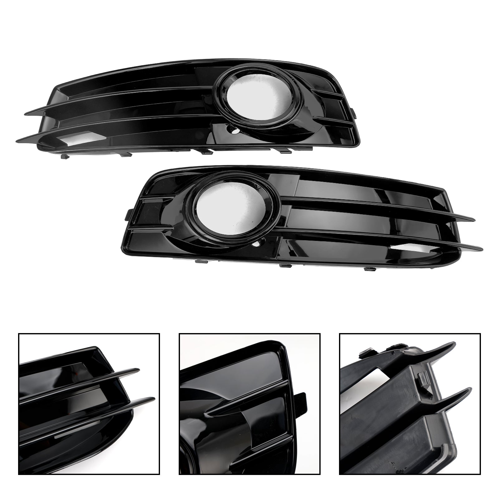 Audi A3 S-Line 8P 2009-2013 Honeycomb Fog Light Grille Front Bumper Lowe Cover Black Grill 8P0807682 8P0807681