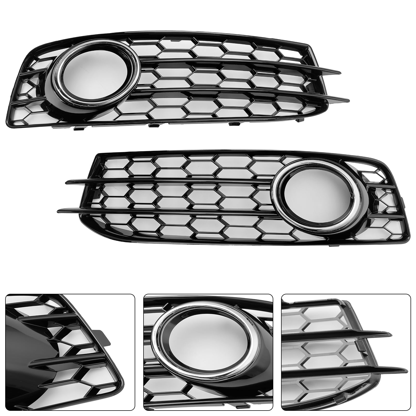 Audi A3 S-Line 8P 2009-2013 Honeycomb Fog Light Grille Front Bumper Lowe Cover Black Grill 8P0807682 8P0807681
