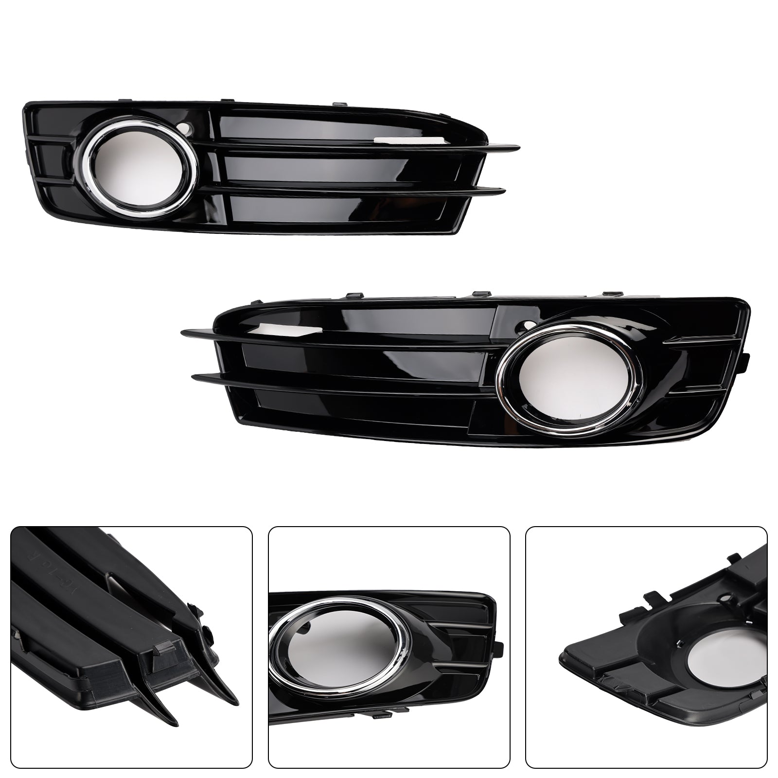 Audi A3 S-Line 8P 2009-2013 Honeycomb Fog Light Grille Front Bumper Lowe Cover Black Grill 8P0807682 8P0807681