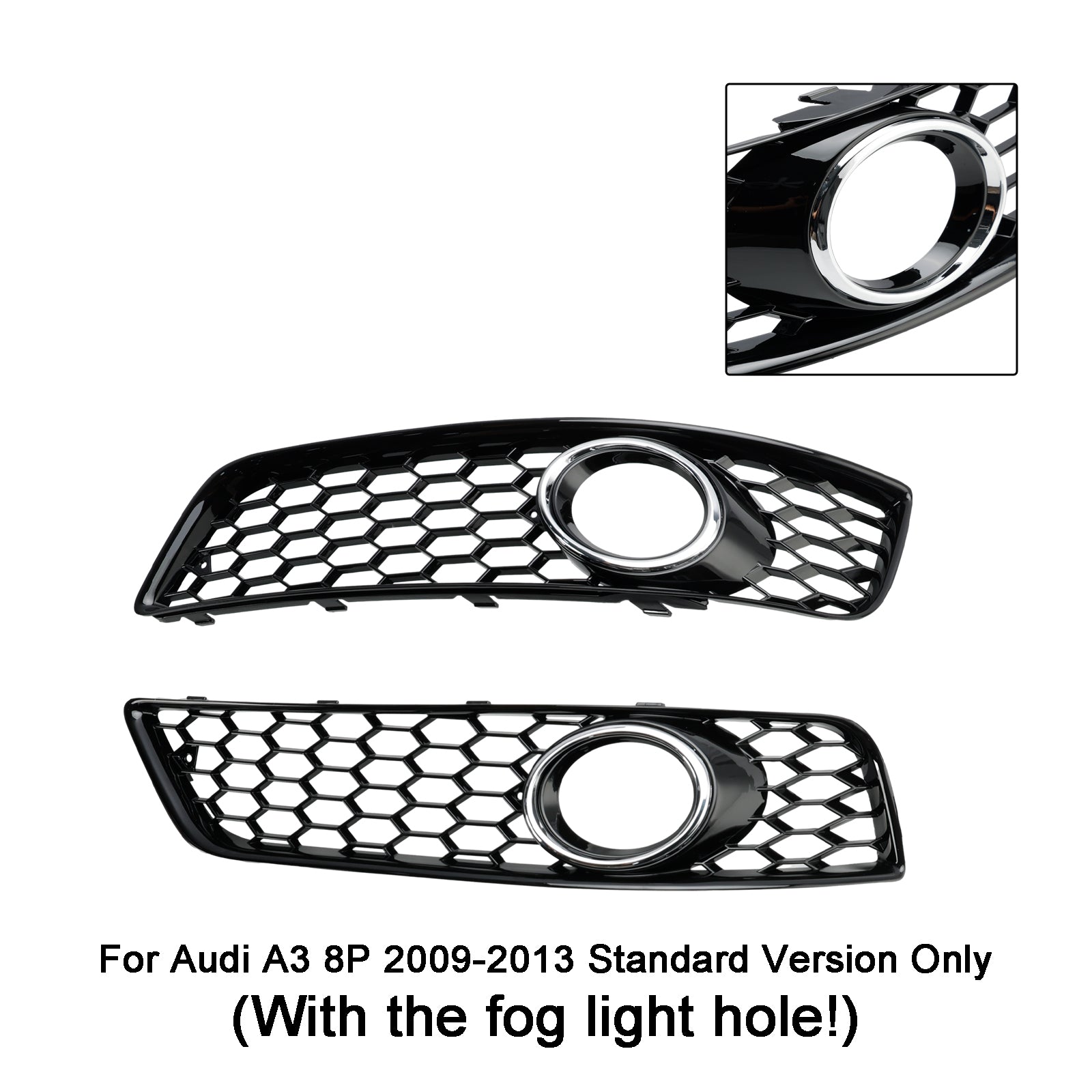 2009-2013 Audi A3 8P Version Standard pare-chocs en nid d'abeille couvercle de calandre de phare antibrouillard avant