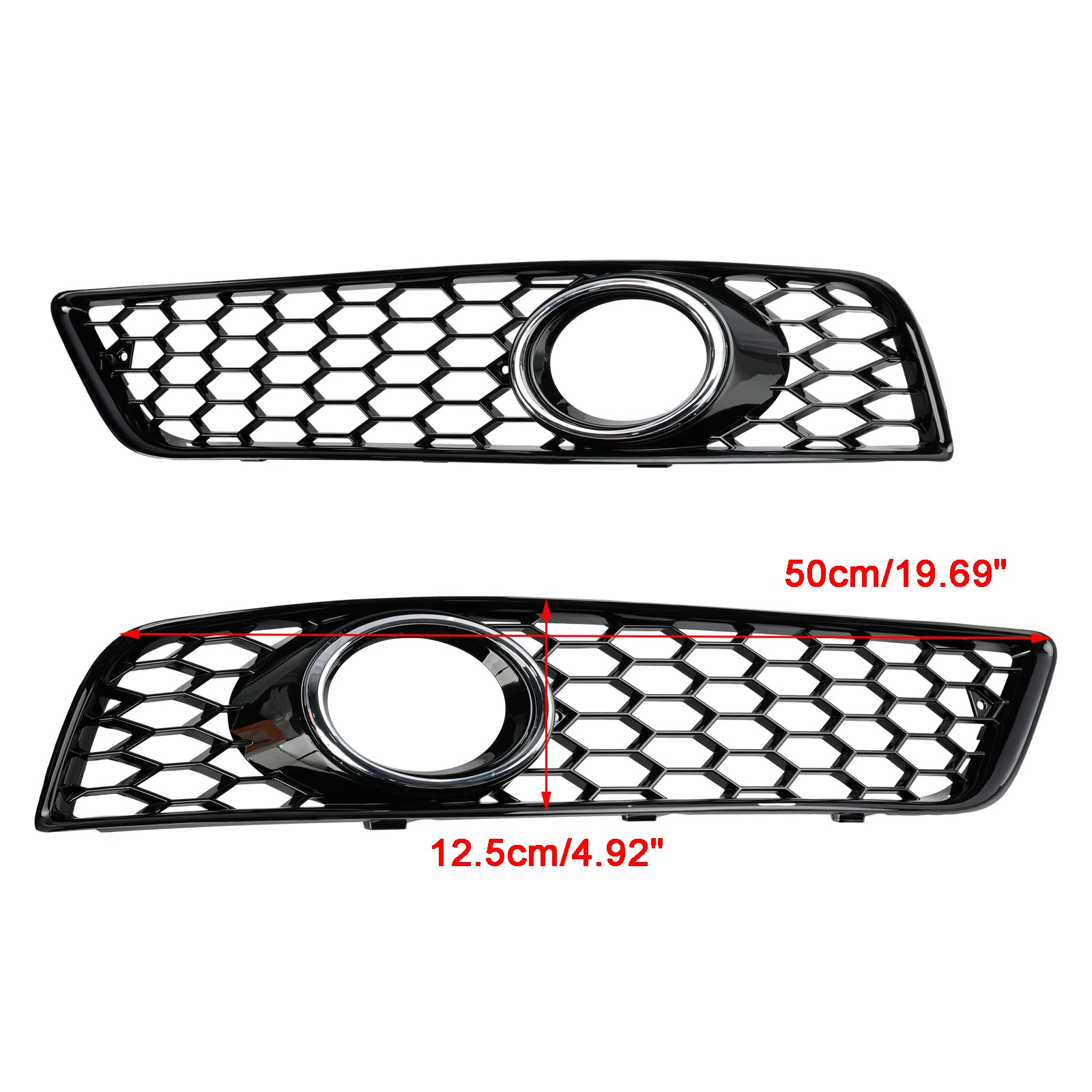 2009-2013 Audi A3 8P Honeycomb Lowe Grill Front Bumper Fog Light Grille Black Cover 8P0807682D 8P0807681D