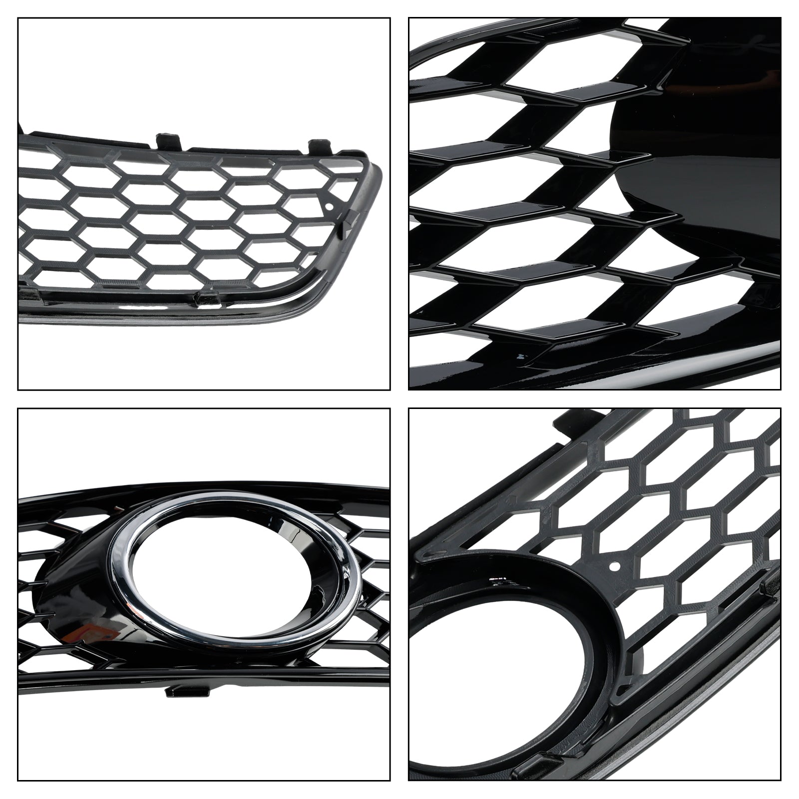 2009-2013 Audi A3 8P Honeycomb Lowe Grill Front Bumper Fog Light Grille Black Cover 8P0807682D 8P0807681D
