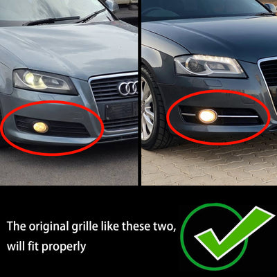 2009-2013 Audi A3 8P Honeycomb Lowe Grill Front Bumper Fog Light Grille Black Cover 8P0807682D 8P0807681D - 0