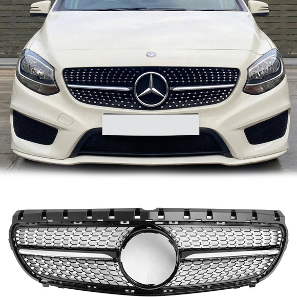 2014.11-2018 Mercedes Benz Klasa B W246 Zamiennik przedniego grilla, zderzaka, grilla w kolorze diamentowej czerni i chromu