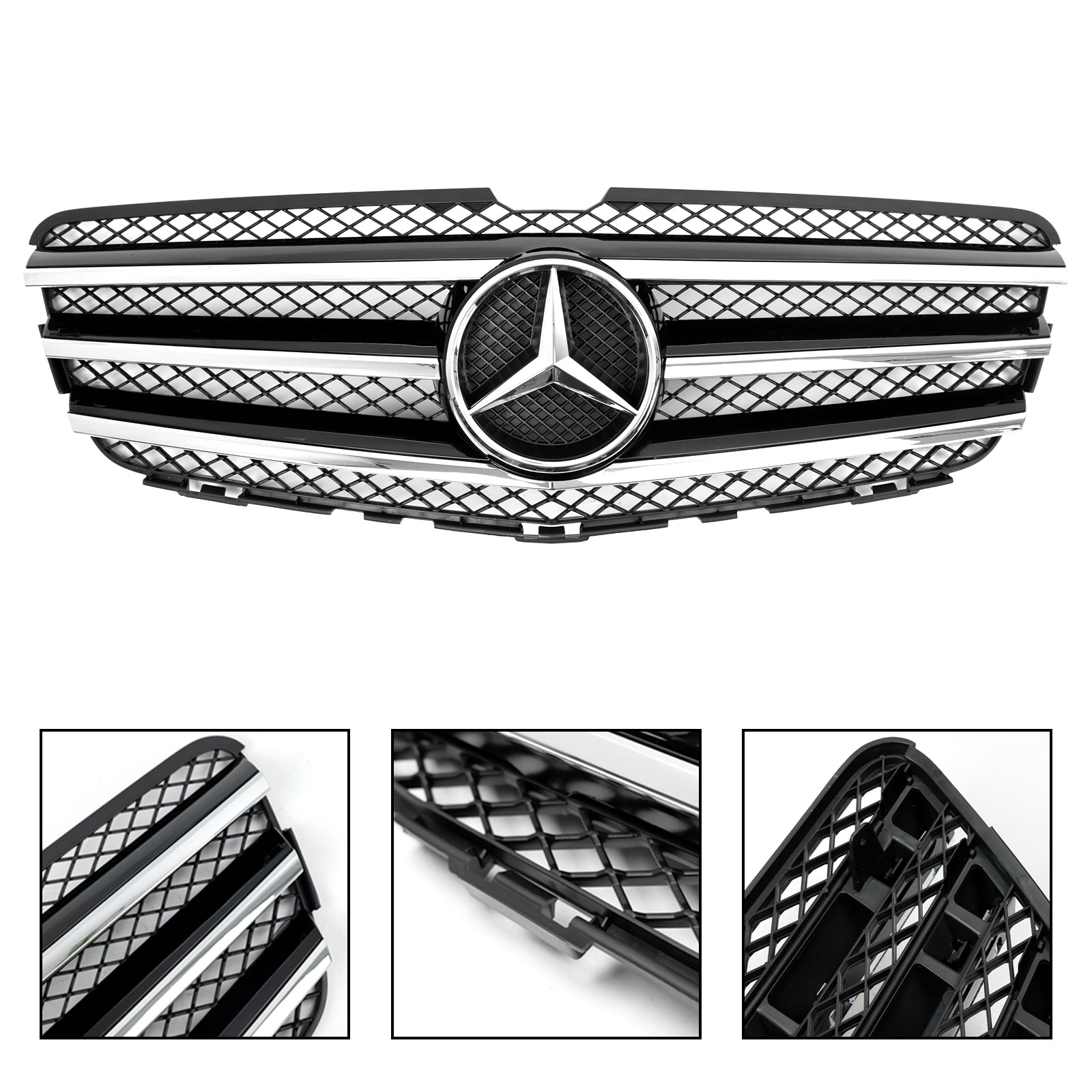 Grille de pare-chocs avant de remplacement chromée noire pour Mercedes-Benz Classe R W251 R350/500/320CDI 2010-2013