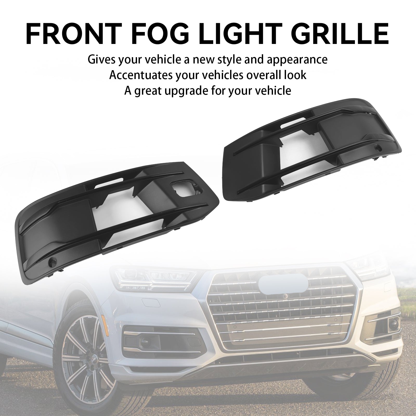 2016-2019 Audi Q7 Standard Version Front Bumper Cover Fog Light Bezel Insert Grill Grille