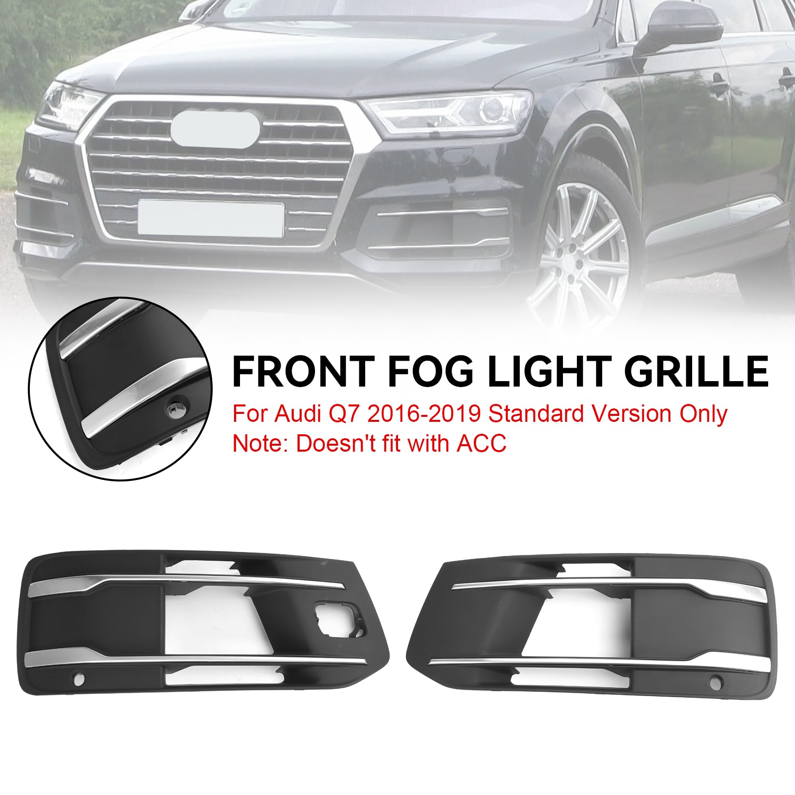 2016-2019 Audi Q7 versione standard copertura del paraurti anteriore fendinebbia inserto lunetta griglia griglia