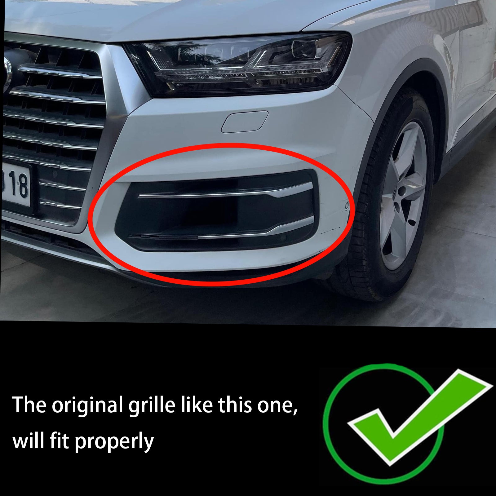 Audi Q7 Standard Version 2016-2019 Front Bumper Cover Fog Light Grille Bezel Insert Grill - 0