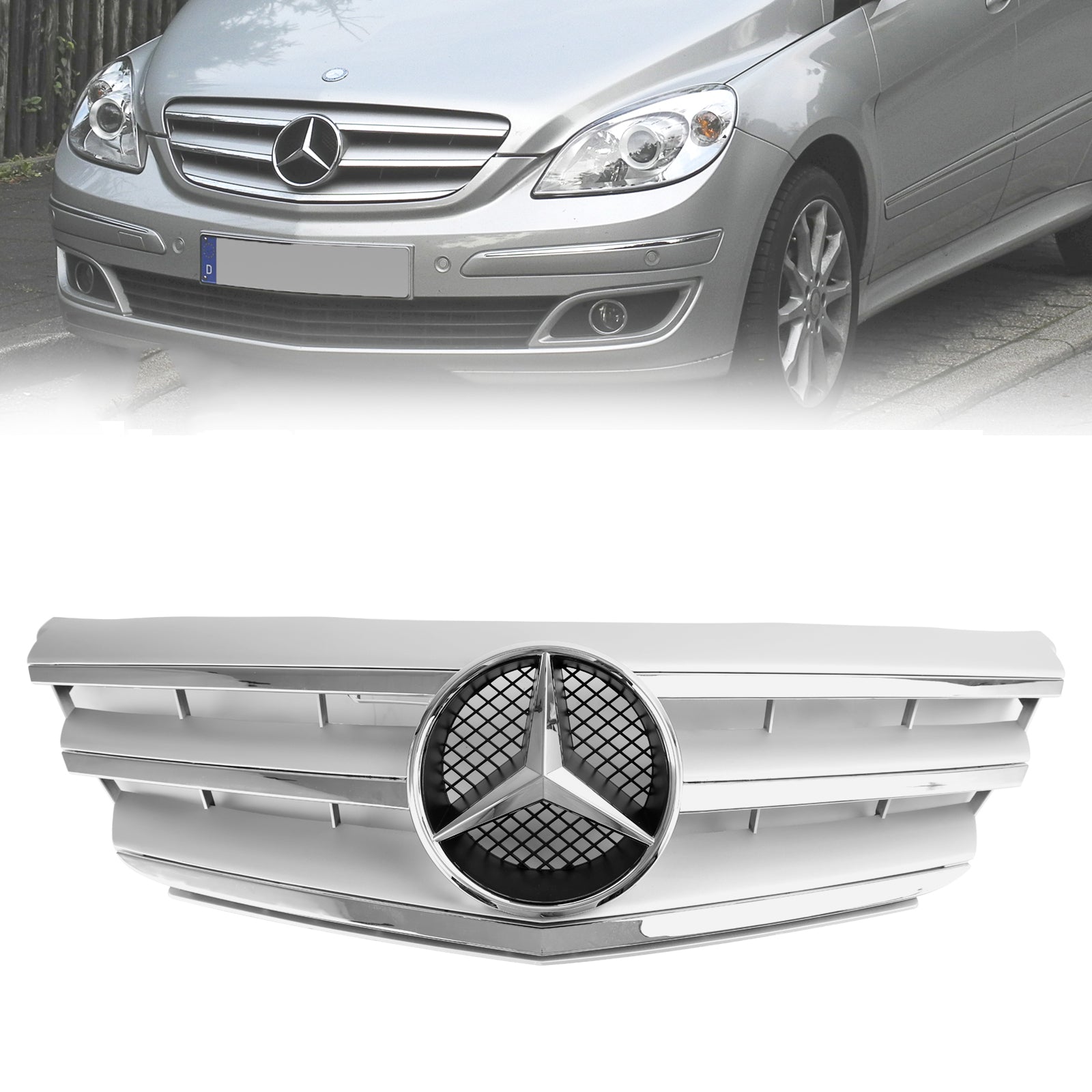 Mercedes-Benz 2009-2011 A-Class W169 A160/180/200 Front Bumper Grille Chrome Gray Replacement Grill