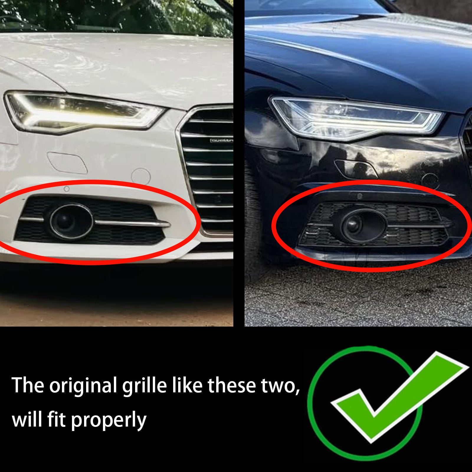 2016–2018 Audi A6 C7 A6l Nebelscheinwerfer vorne Stoßstange unterer Grill 4G0807681AG 4G0807682AG Generisch