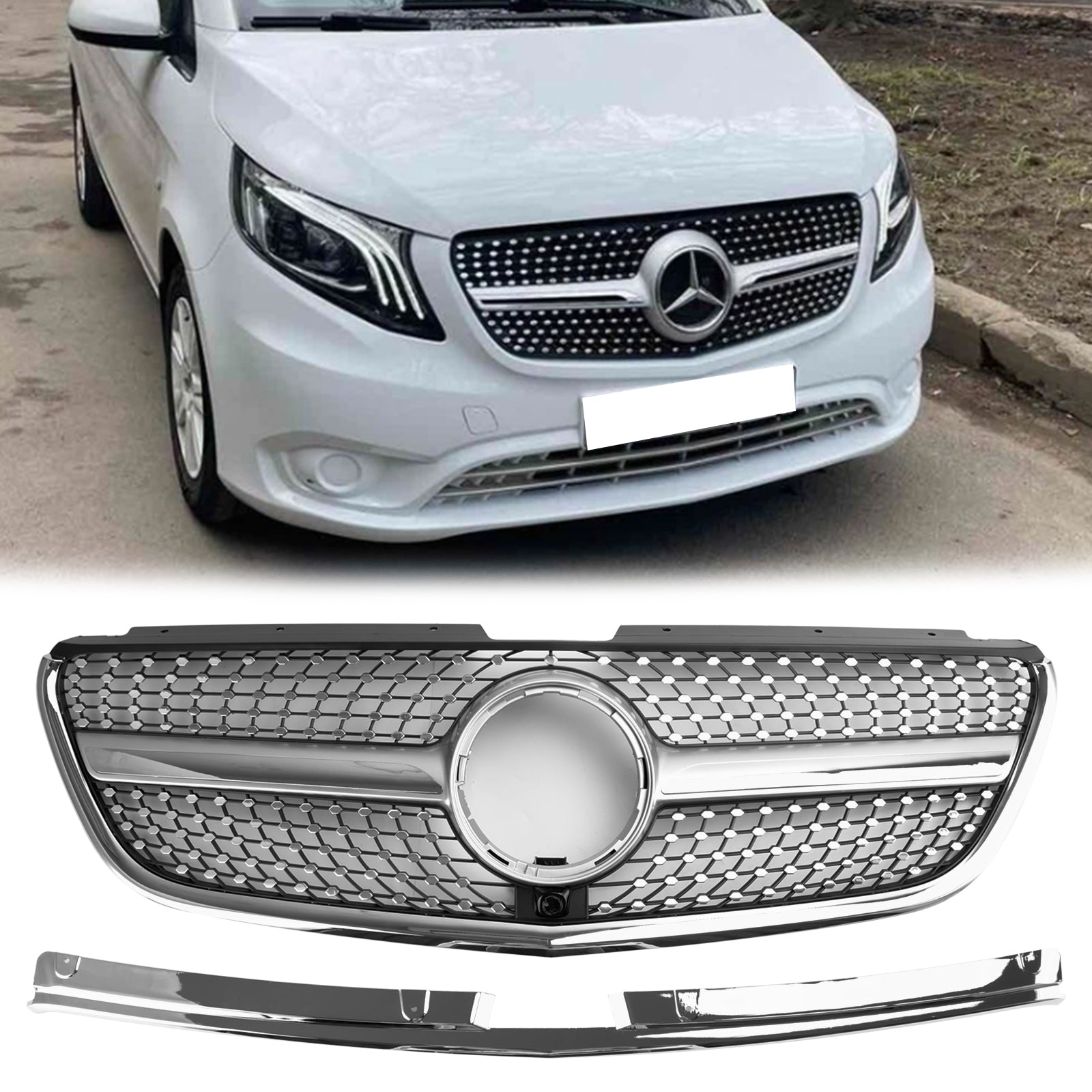 Grille de pare-chocs avant en diamant pour Mercedes Benz Vito W447 111CDI 114CDI 116CDI 119CDI 2015-2019