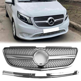 Mercedes Benz Vito 2015 2016 2017 2018 2019 W447 Grade dianteira em formato de diamante com grade cromada