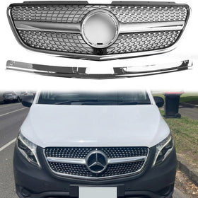 Mercedes Benz Vito / Metris 2015 2016 2017 2018 2019 W447 Diamond Grille Front Bumper Chrome Grill