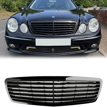 2002-2006 Mercedes-Benz W211 E-Class E320 E350 E500 E55 Front Grill Glossy Black Front Bumper Replacement Grille
