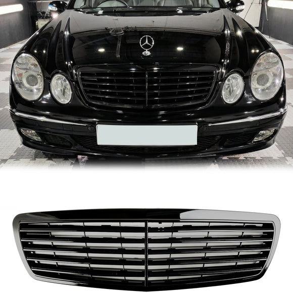 Mercedes-Benz W211 E-Class E320 E350 E500 E55 2002-2006 Black Grill Front Bumper Grille