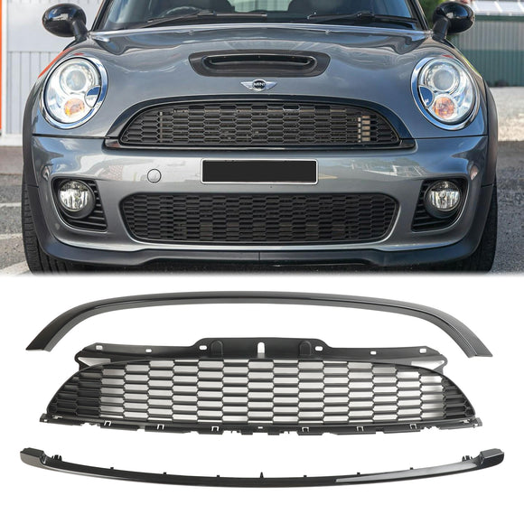 2007-2015 Mini Cooper S/JCW R55 R56 R57 R58 R59 3 STKS Zwart Grille Honingraat Grill W/Trim