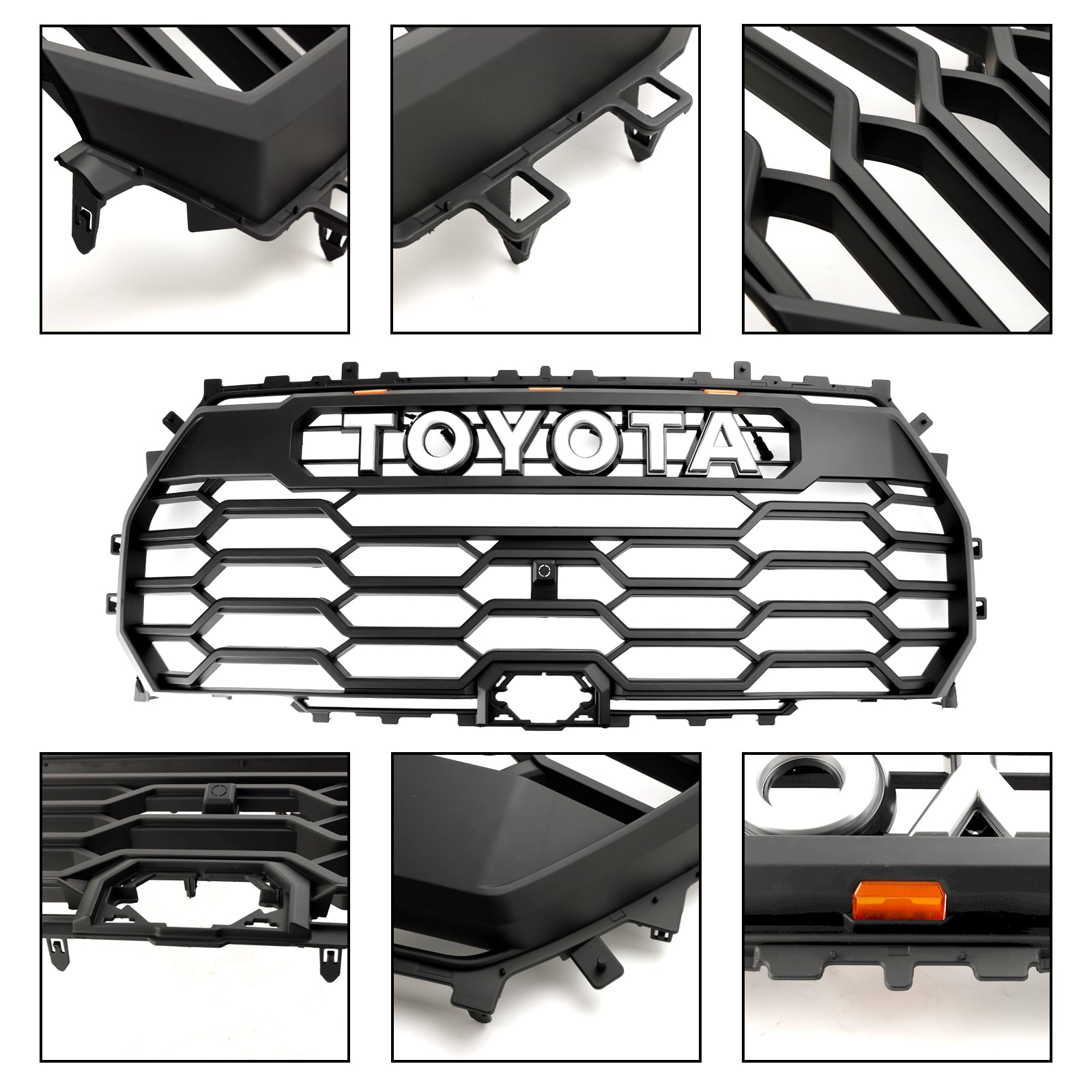 Toyota Tundra 2022-2025 TRD PRO Style Grill Front Bumper Black Grille With LED Light