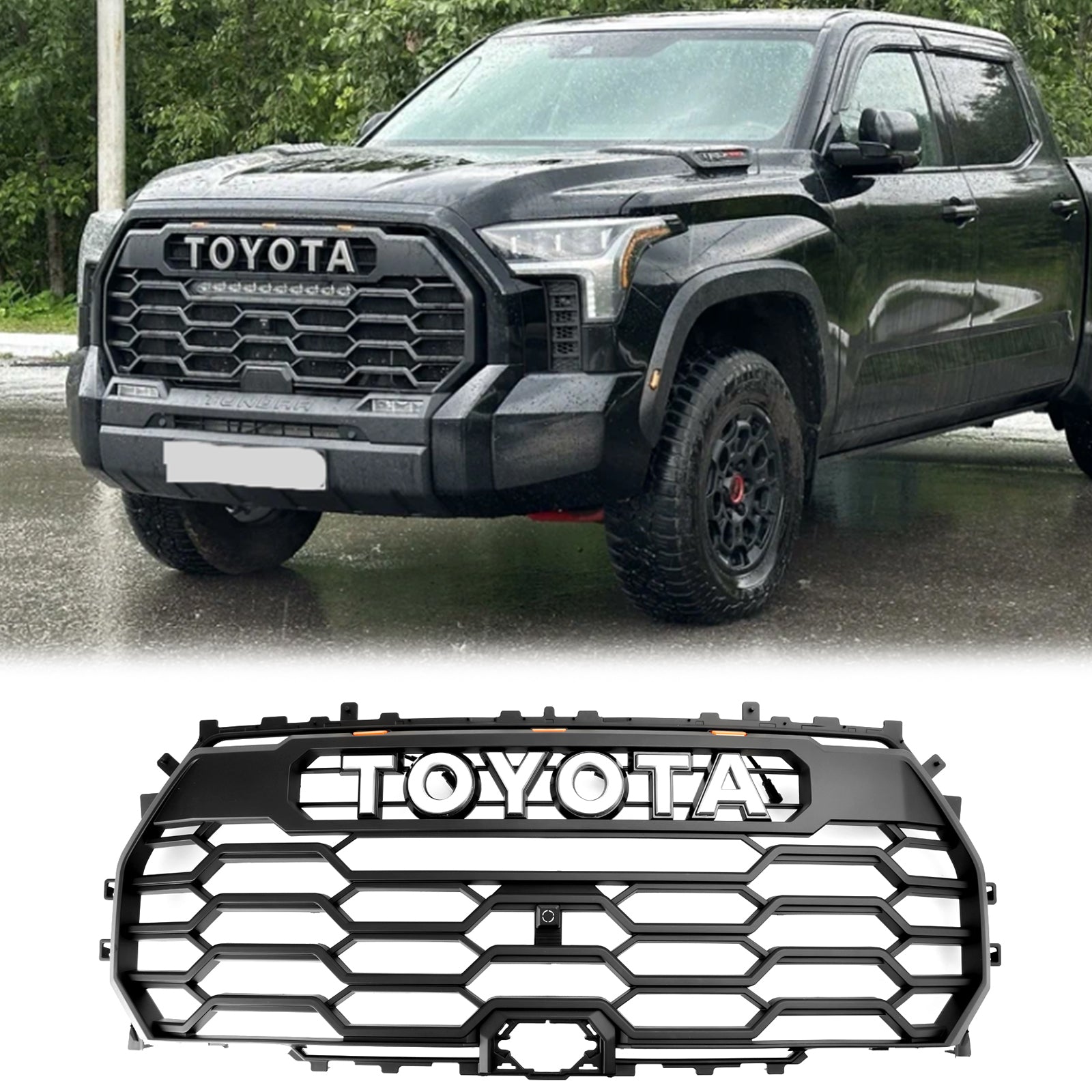 Parrilla delantera estilo TRD PRO de Toyota Tundra 2022-2025, color negro mate