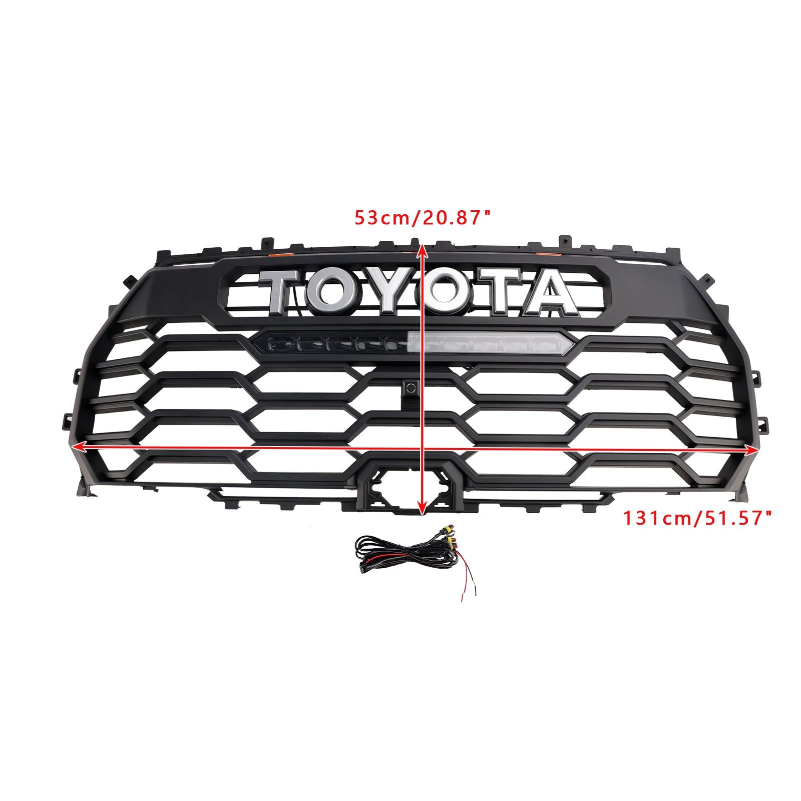 Rejilla de parachoques delantera para Toyota Tundra TRD PRO 2022 2023 2024 2025 Rejilla de repuesto negra para radiador con orificio para cámara y LED 53101-0C220