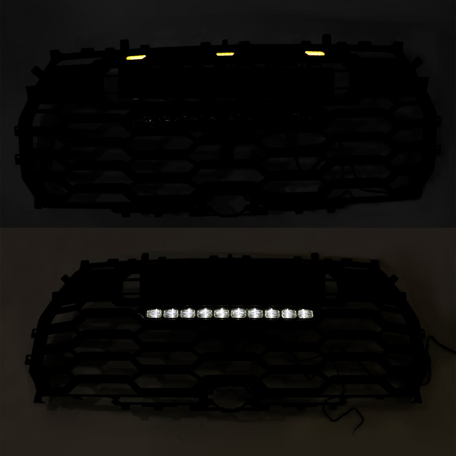 Rejilla de repuesto para parachoques delantero estilo TRD PRO de Toyota Tundra 2022-2025, color negro mate, con barra de luces y LED