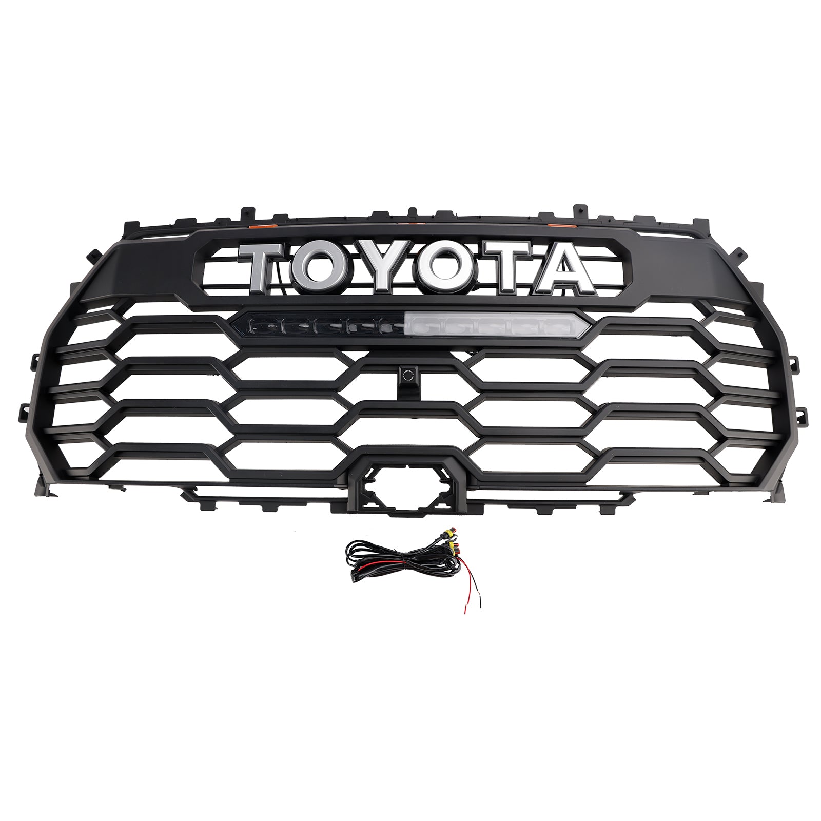 Grille de pare-chocs avant de remplacement de style TRD PRO pour Toyota Tundra 2022-2025, noir mat, avec LED et barre lumineuse