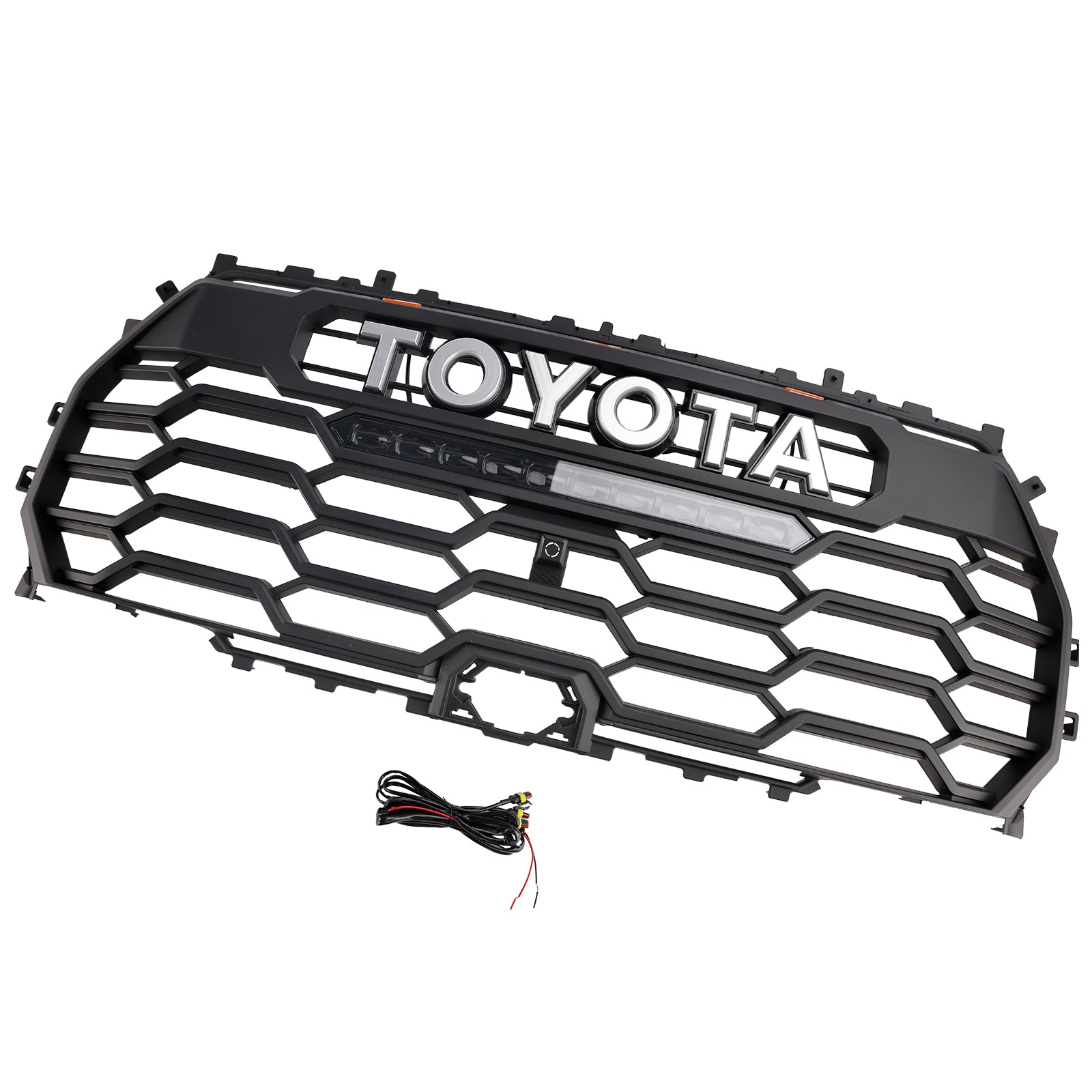 Grille de pare-chocs avant Toyota Tundra TRD PRO 2022 2023 2024 2025 Grille de remplacement noire pour radiateur avec LED + trou pour caméra 53101-0C220