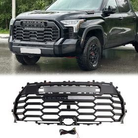 Toyota Tundra 2022–2025 TRD PRO Style Grill Mattschwarz Frontstoßstange Ersatzgrill mit LED & Lichtleiste - 0