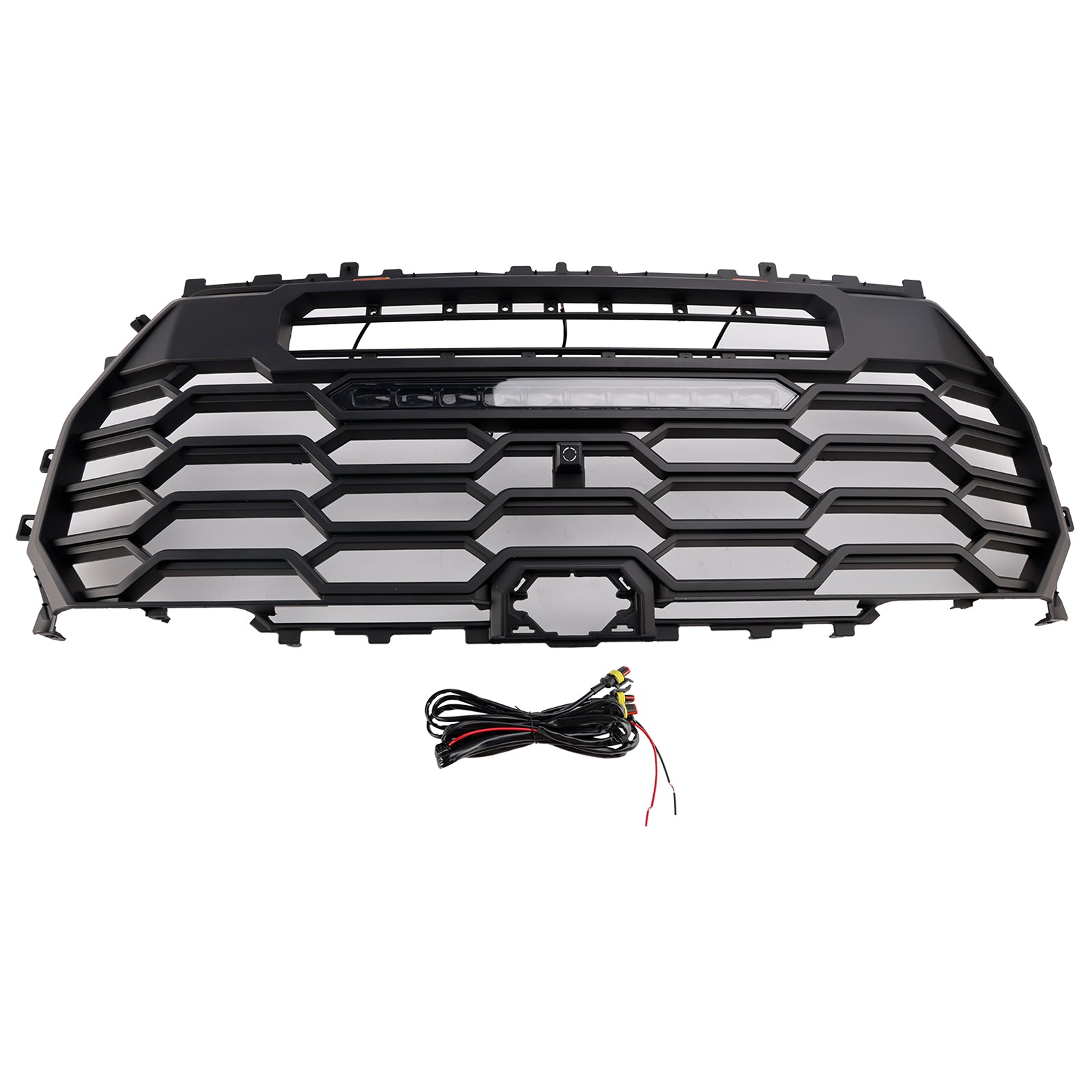 Rejilla de repuesto para parachoques delantero estilo TRD PRO de Toyota Tundra 2022-2025, color negro mate, con barra de luces y LED