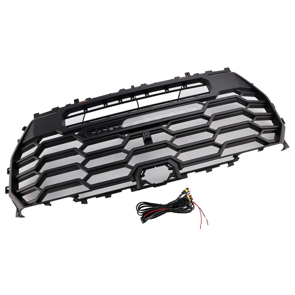 Toyota Tundra 2022-2026 TRD PRO Style Grill Matte Black Front Bumper Replacement Grille With LED & Light Bar & TOYOTA Letter