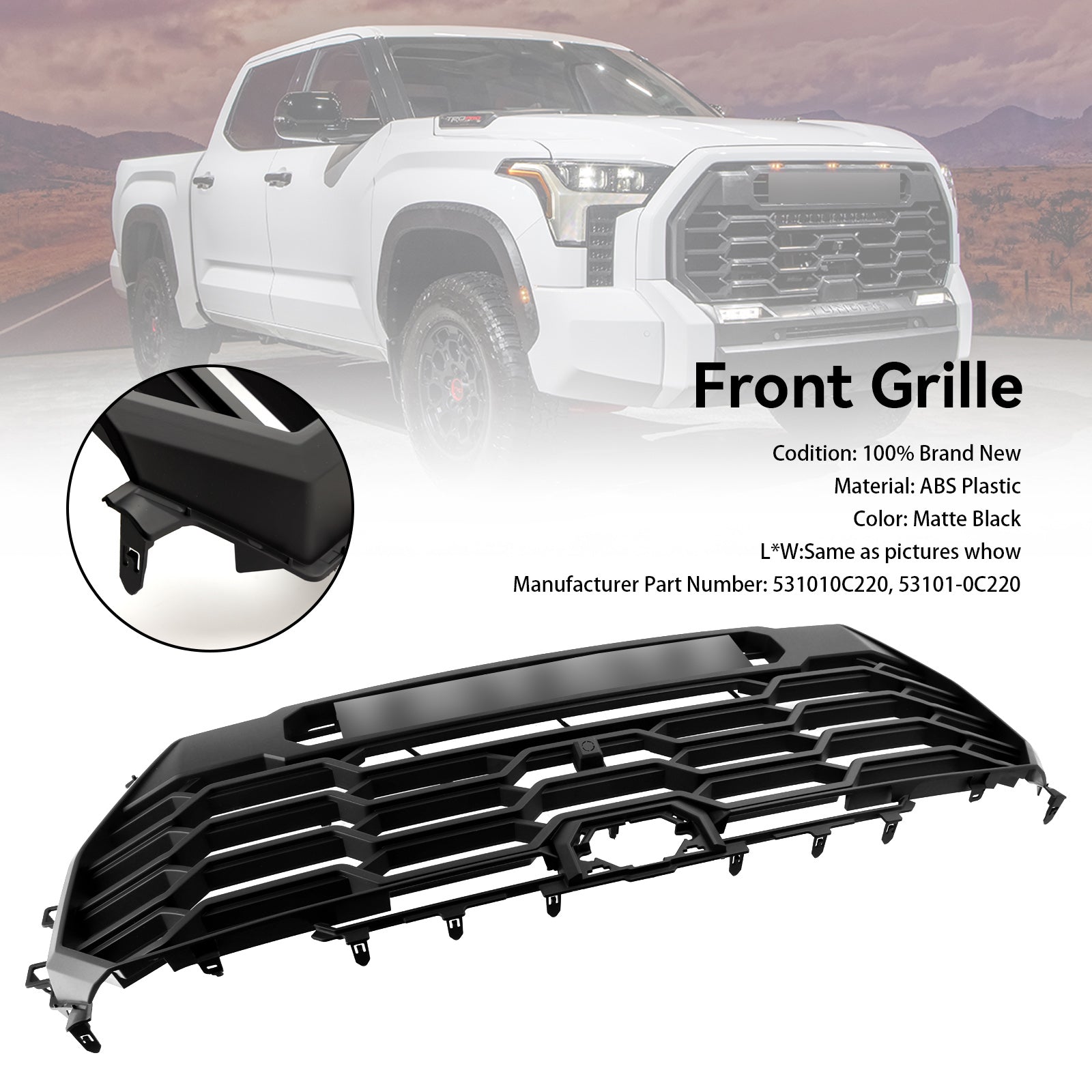 2022-2025 Toyota Tundra Trd Pro Style Bumper Grill Grill Matte Black