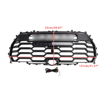 Parrilla de repuesto para parachoques delantero estilo TRD PRO para Toyota Tundra 2022-2025, color negro mate, con LED & Barra de luz - 0