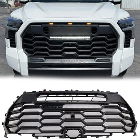 Toyota Tundra 2022-2026 TRD PRO Style Grill Matte Black Front Bumper Replacement Grille With LED & Light Bar & TOYOTA Letter