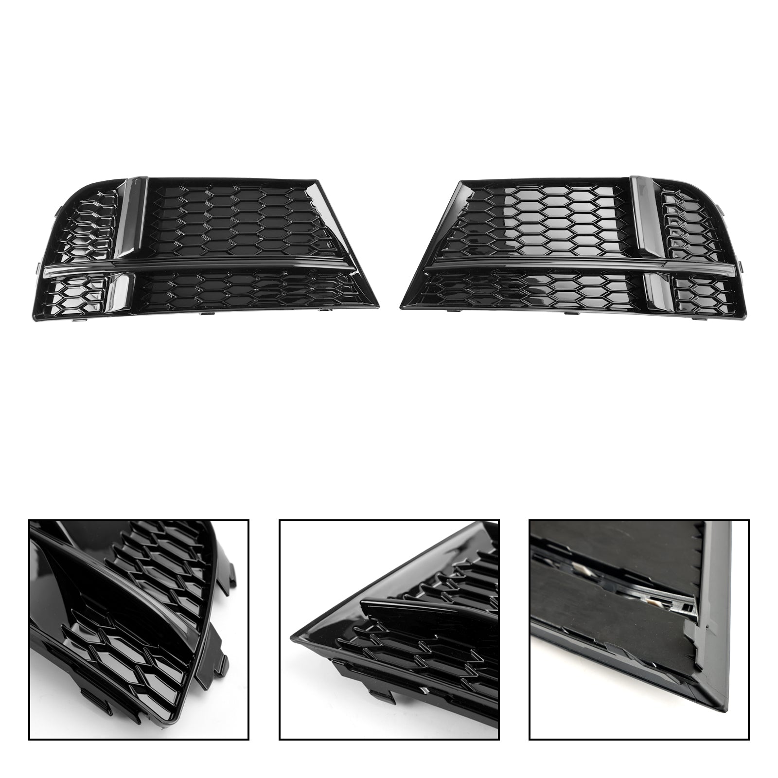 2017–2020 Audi A3 S-Line/S3 8V Honeycomb Lower Grill Front Bumper Fog Light Lower Black Cover Grille 8V3807681AE 8V3807682Q