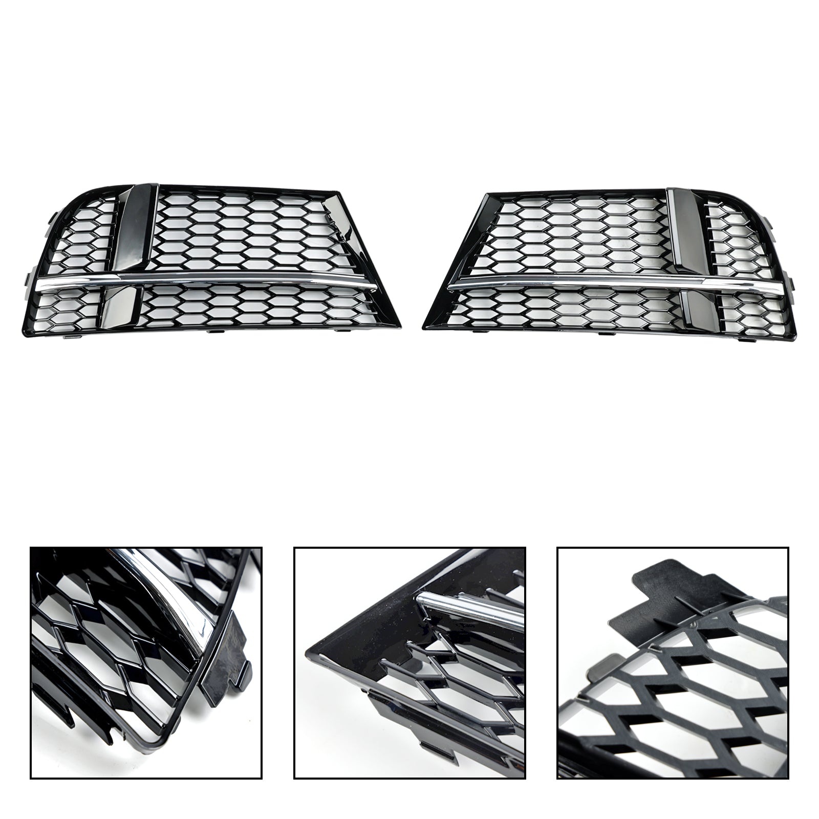 2017–2020 Audi A3 S-Line/S3 8V Honeycomb Lower Grill Front Bumper Fog Light Lower Black Cover Grille 8V3807681AE 8V3807682Q