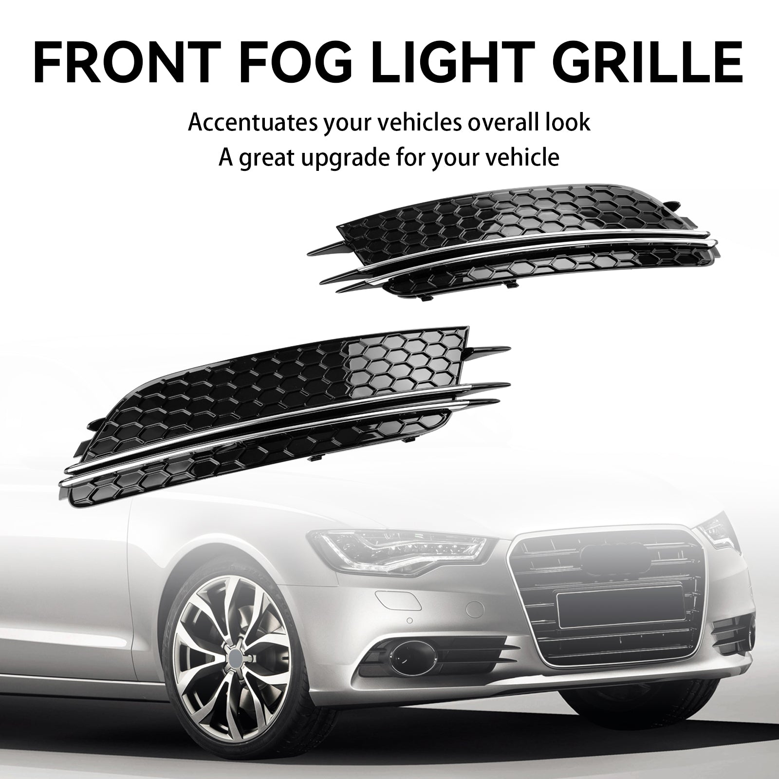 Audi 2012-2015 A6 C7 2 piezas cubierta de luz antiniebla delantera bisel parachoques rejilla