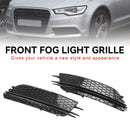 Audi 2012-2015 A6 C7 2PCS Front Fog Light Cover Bezel Black Chrome Grille-13