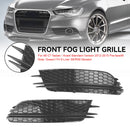 Audi 2012-2015 A6 C7 2PCS Front Fog Light Cover Bezel Black Chrome Grille-14