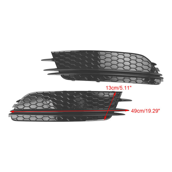 2012-2015 Audi A6 C7 Pre-Facelift Honycomb Lower Grille 2PCS Front Bumper Fog Light Black Cover Grill