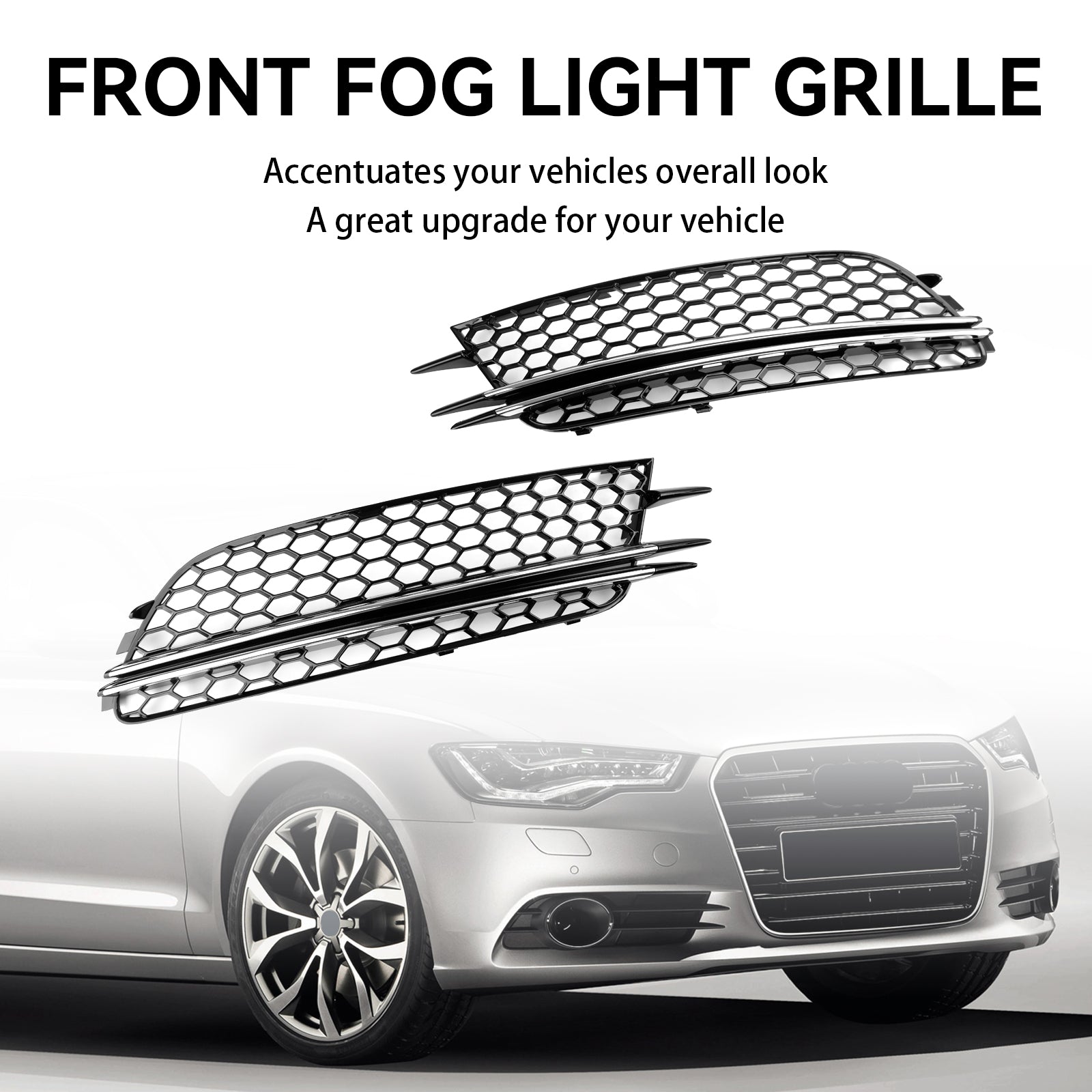 Audi 2012-2015 A6 C7 2 piezas cubierta de luz antiniebla delantera bisel parachoques rejilla